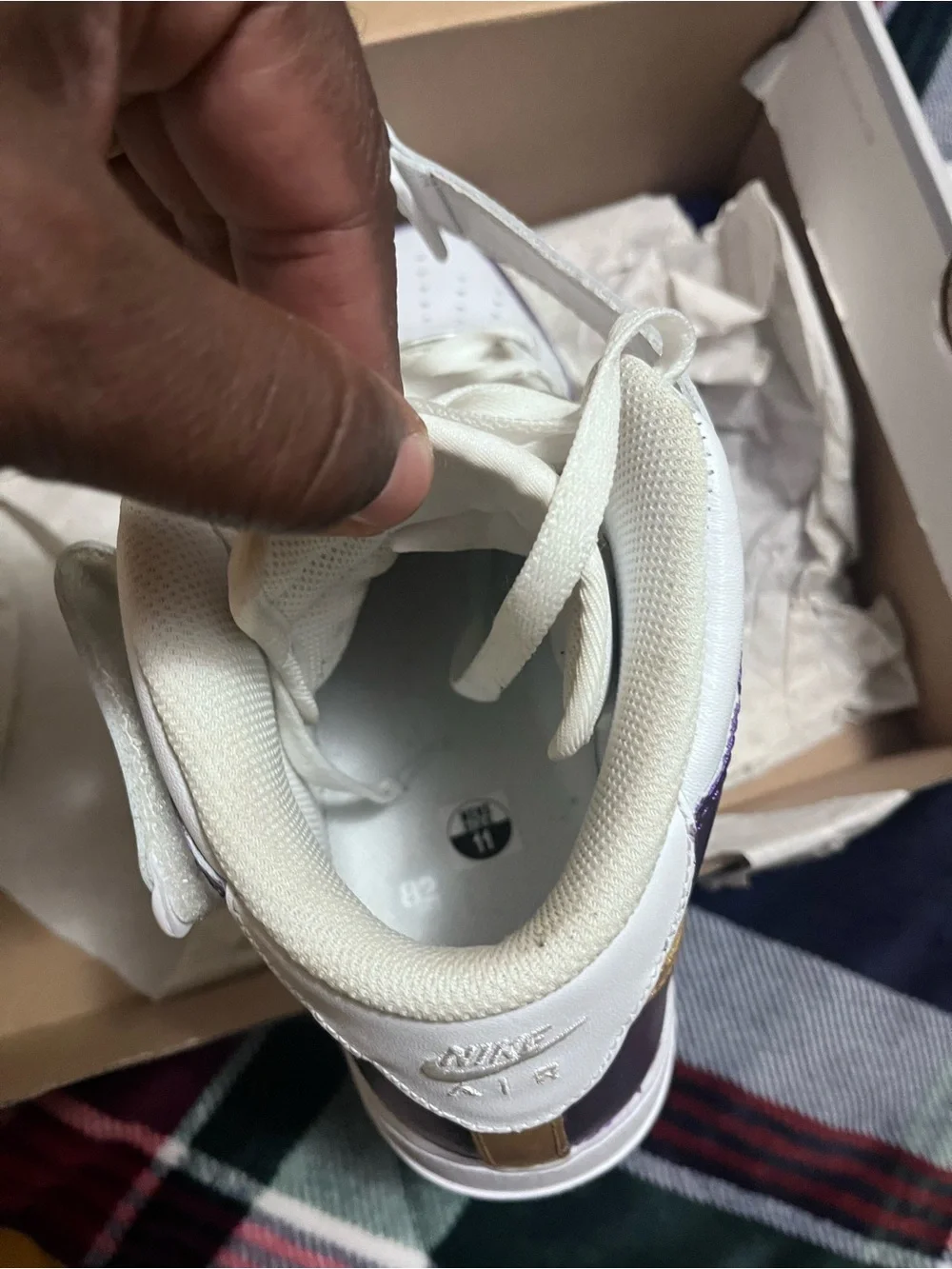 Nike White, Purple & Gold High-Top Sneakers UNWORN